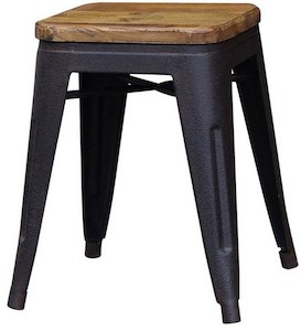 Industrial Stool with Elm Seat – Short