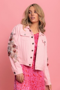 Jewels Denim Jacket – Pink – Large