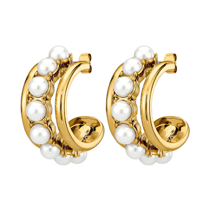 Dyrberg/Kern Helen Gold Earrings – White Pearl