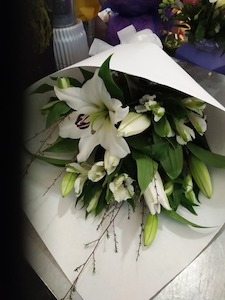 Simply White Lillies and White Alstrameria