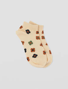 Stella Gemma: Stella + Gemma Socks Cream with Multi Coloured Flowers