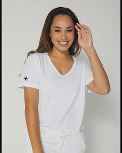 Stella + Gemma Villa Tee V Neck White