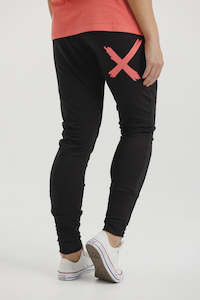 Home-Lee Apartment Pants - Black with Berry X