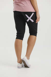 Home- Lee 3/4 Apartment Pants - Black with Lilac X