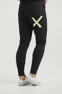 Home-Lee Apartment Pants - Black with Lime X