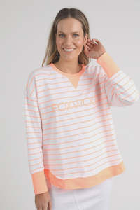 Foxwood Simplified Stripe Crew - Neon Peach