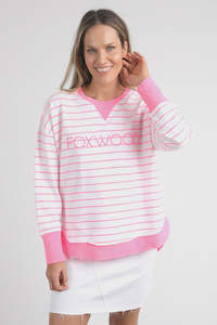 Foxwood Simplified Stripe Crew - Neon Rose