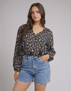 All About Eve: All About Eve Maya Floral Shirt Black