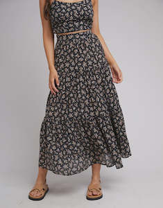 All About Eve Maya Floral Maxi Skirt Black