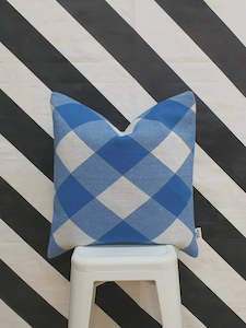 Hello Friday Cushion Blue Check - No Inner