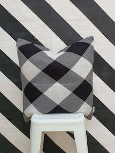 Hello Friday Cushion Black  Check - No Inner