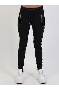 Federation Escape Trackies - Black with Gold Zips