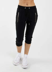 Federation Cut Trackies - Black with Silver Zip