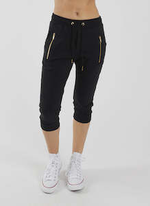 Federation Cut Trackies - Black with Gold Zips