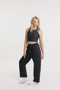 Rose Road Baller Pant Black with Circular Embroidery