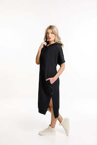 Rose Road Cruz Dress Black with Large Embossed Rose