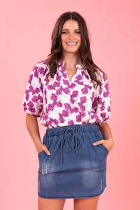 Charlo Mickey Top Cerise Floral