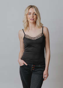 Mi Moso Staple Singlet Single Lace - Black