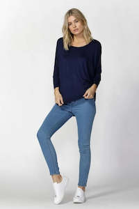 Betty Basics 3/4 Sleeve Milan Top Navy