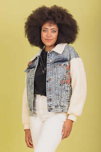 Jackets Jumpers Coats Vests: Charlo Portia Denim Sherpa Jacket Cotton