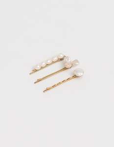 Accessories: Stella + Gemma Hair Slides Pearl Set of 3