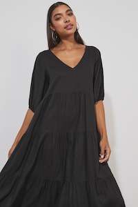 Haven Tanna Tiered Maxi Dress Jet