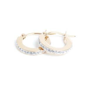 A & C Oslo Earrings Steel Crystal Coll Small - Gold Plated