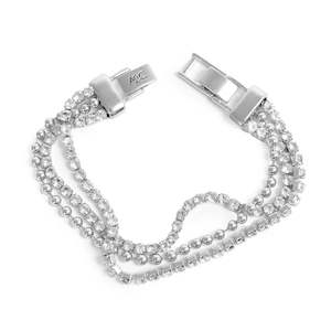 A & C Oslo Bracelet with 3 Rows Crystals - Silver Plated