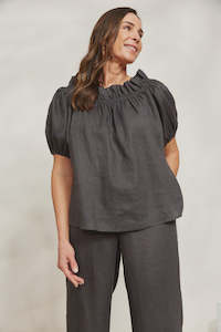 Eb & Ive Halcyon Ruched Top - Oyster