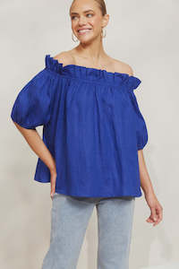 Eb & Ive Halcyon Ruched Top - Cobalt