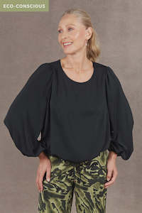 Eb & Ive Mayan Drawstring Top Black