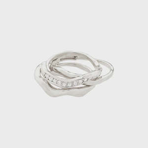 Pilgrim True Ring 3 in 1 Set - Sliver Plated Crystal