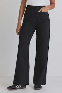 Among the Brave Zoey Tailored High Rise Wide Leg Pocket Pant - Black