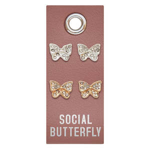 Artisanal Silver Stud Earrings - Social Butterfly