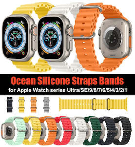 For Apple Watch Premium Quality Ocean Silicone Straps Bands With Metal Buckle