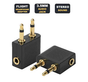 3.5mm Dual Male To 3.5mm Female Gold Plated Connectors Airplane Inflight Headphone Adapter