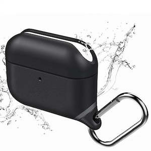 For Apple AirPods Pro Soft Silicone Waterproof Cover With Carabiner Clip