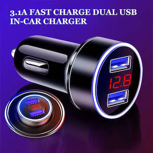 3.1A 5V Fast Charging Dual USB Car Vehicle Phone Charger With LED Display