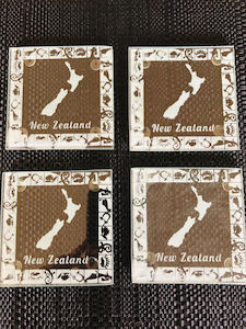 Glass Coasters New Zealand Map 4 Pieces - New Zealand Souvenir