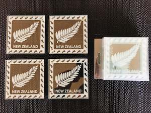 Glass Coasters NZ Fern Leaf 4 Pieces - New Zealand Souvenir