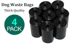 4 Rolls Black Pet Poo Thick Quality Waste Pick Up Clean Bags