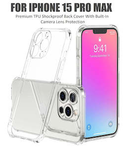 Handphone Accessories: For Apple iPhone 15 Pro Max Premium Soft Silicone Shockproof Back Cover With Camera Lens Protection