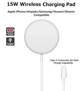 For iPhone Samsung 15W Magnetic Wireless Fast Charging Pad (MagSafe Compatible)