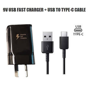 Charging Adapters Cables: For Samsung 9V USB Fast Charger Adapter + USB-A To Type C Charging Cable Cord Set