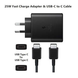 For Samsung 25W USB Type C Fast Charger + USB-C To C Charging Cable Cord Set