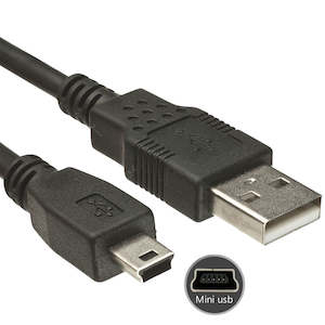 USB 2.0 A To Mini USB B Fast Data Sync Charging Cable Black 1m