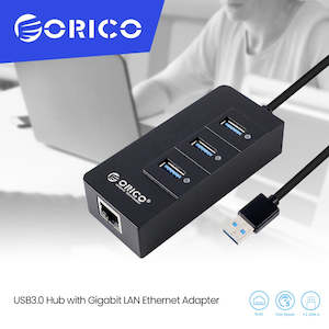 ORICO 3-Port USB HUB With RJ45 10/100/1000 Gigabit Lan Port Network Adapter - Black