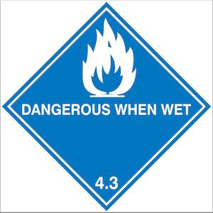 Dangerous Goods Self Adhesive Labels: Dangerous When Wet 4.3 Labels - 10 Pack