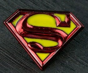 Books: SUPERMAN LOGO COLOUR ENAMEL PEWTER LAPEL PIN