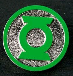 GREEN LANTERN LOGO COLOUR ENAMEL PEWTER LAPEL PIN